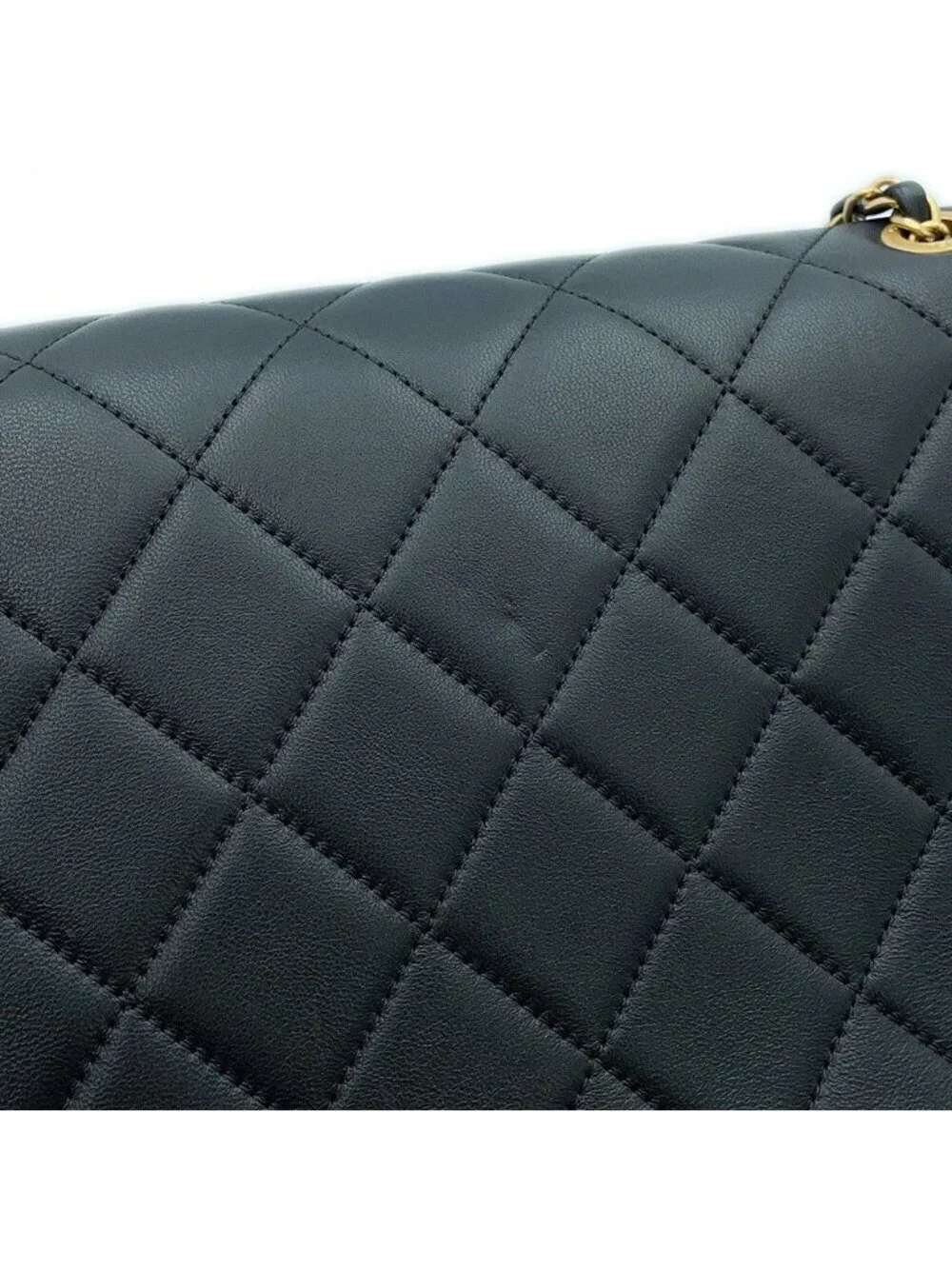 Chanel Chain Shoulder Bag Quilted CC Logo Single Flap Black